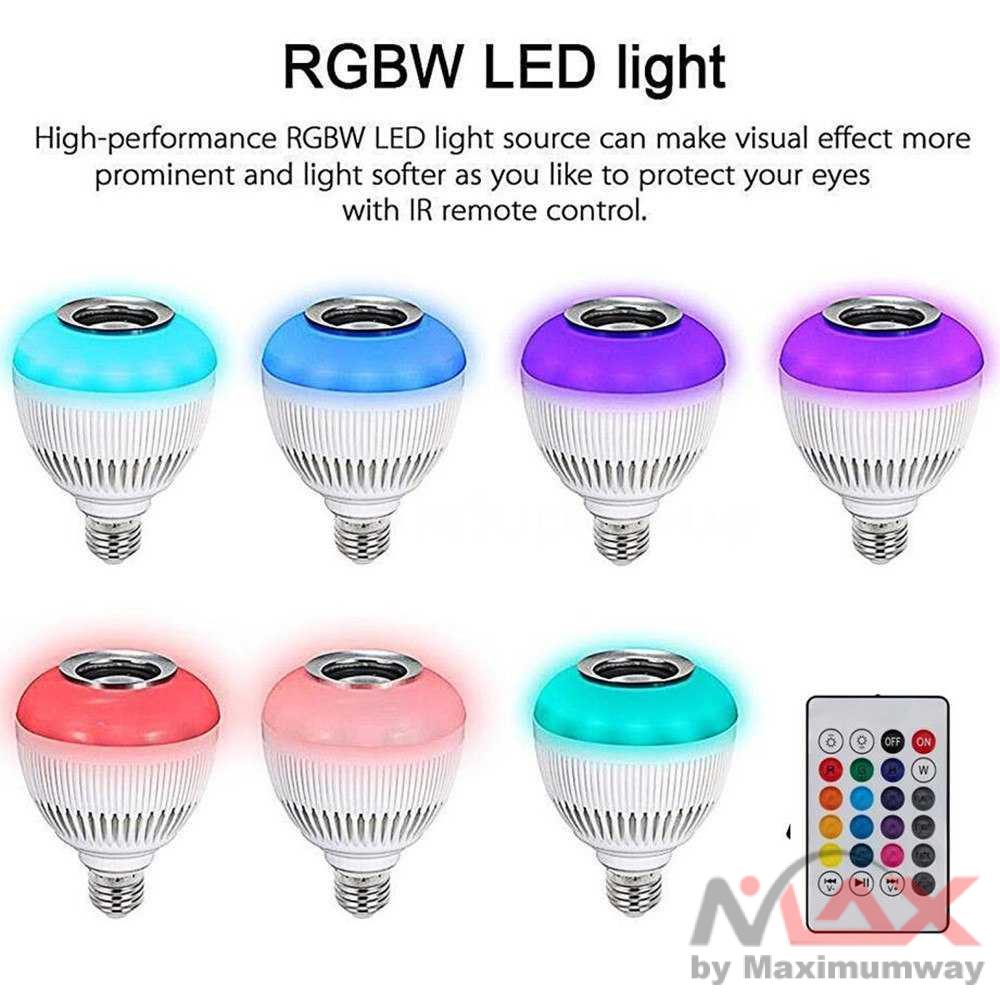 Bohlam Led RGB Warna Warni dengan Plus Speaker bluetooth Plus Remote,  220V 12W, Bohlam LED RGB E27 12W E27 Dimmable LED Bulb Wireless Smart Bluetooth Built-in Audio Speaker RGB+White Music Light Bulbs with Remote Control
