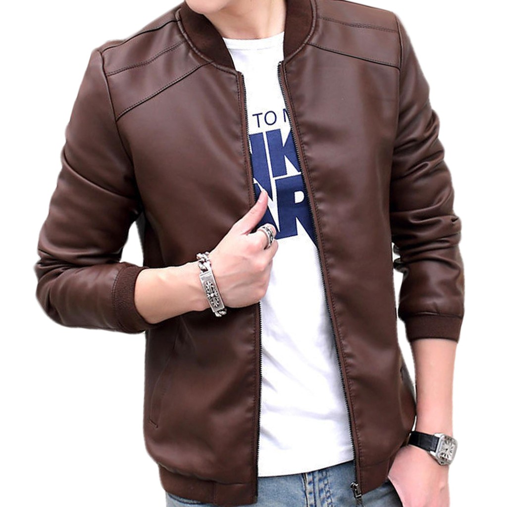 JAKET BOMBER KULIT SINTETIS KOREA CASUAL MKIII