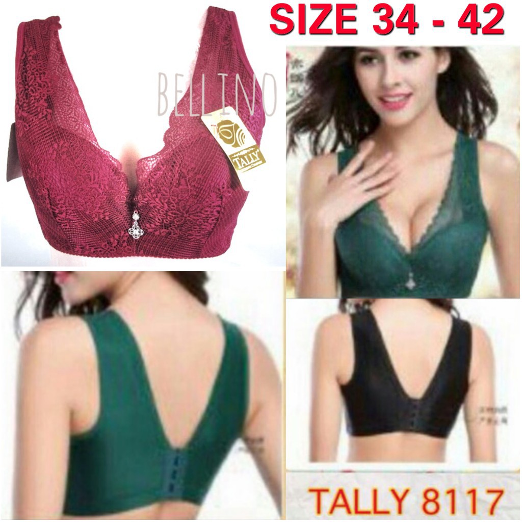 TALLY 8117 Bh Penekan lemak brokat kait 4 kawat- Bra Jumbo CUP D