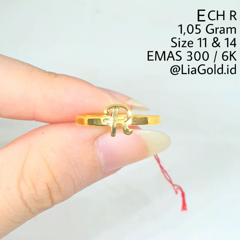 Cincin Huruf EMAS ASLI Kadar 300 / 6K ( TOKO MAS LIA GOLD BEKASI )