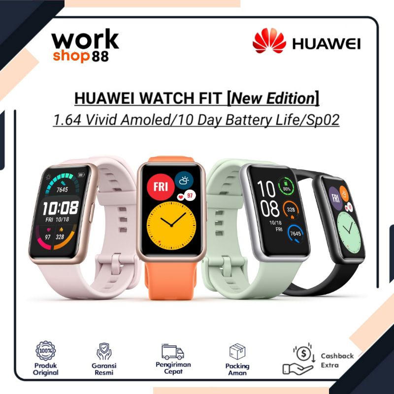 Baru HUAWEI Watch FIT - New Original Garansi Resmi - Vivid Amoled Display, SpO2, GPS, Sport, Tahan A