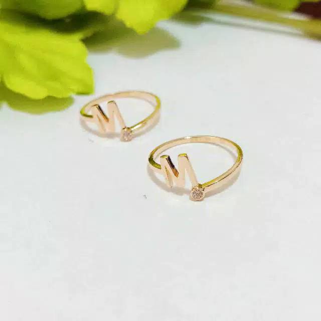 N. W. Y. J. G. S. R Cincin huruf anak dan dewasa emas asli kadar 700 750 gold rosegold whitegold kuning putih