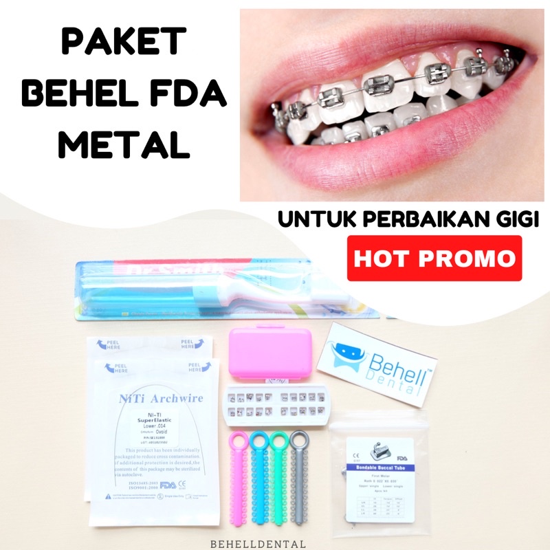 Behelldental - PAKET BEHEL PERMANEN PERBAIKIN GIGI TIPE BRACKET FDA MIM ROTH HIGH QUALITY - Kawat Dental Geousis Luxury With Hook 0.22 Perawatan Gigi Mini Metal Ortho Braket Braces Original