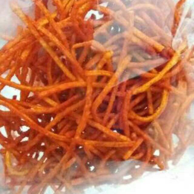 Krupuk lidi mie lidi pedas rapuh enak