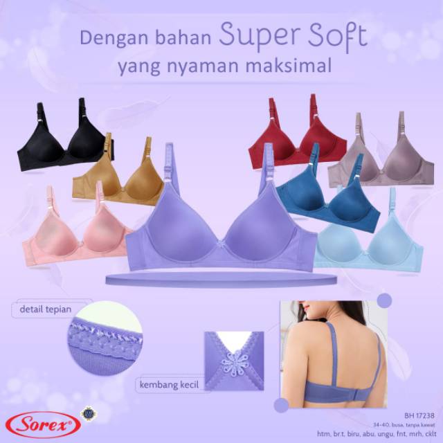 Bra sorex busa tanpa kawat kode 17238