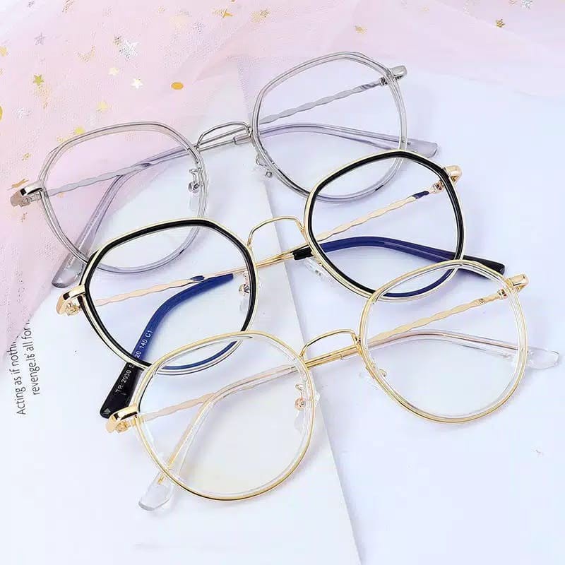 ❤️GTB❤️ COD Kacamata import murah kacamata Baca Frame Anti Radiasi Metal Gaya Retro Untuk Pria Wanita R447