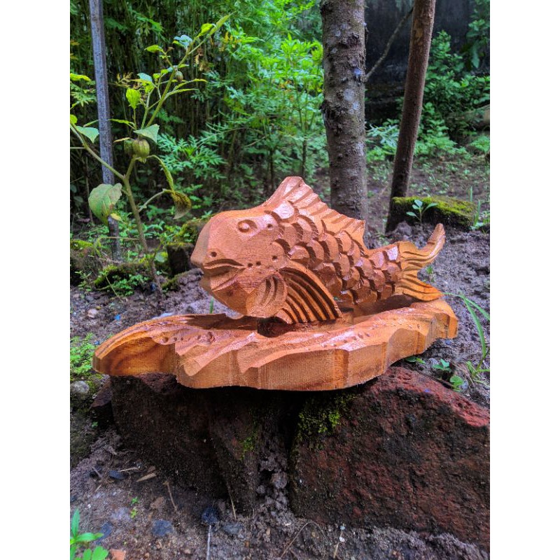 Asbak Asli Ukir Kayu Ikan