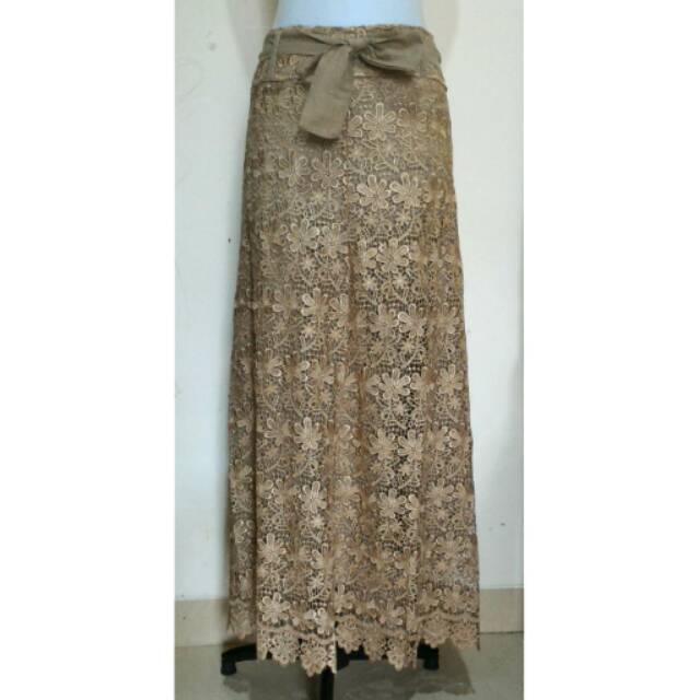 Rok panjang full brokat coklat muda