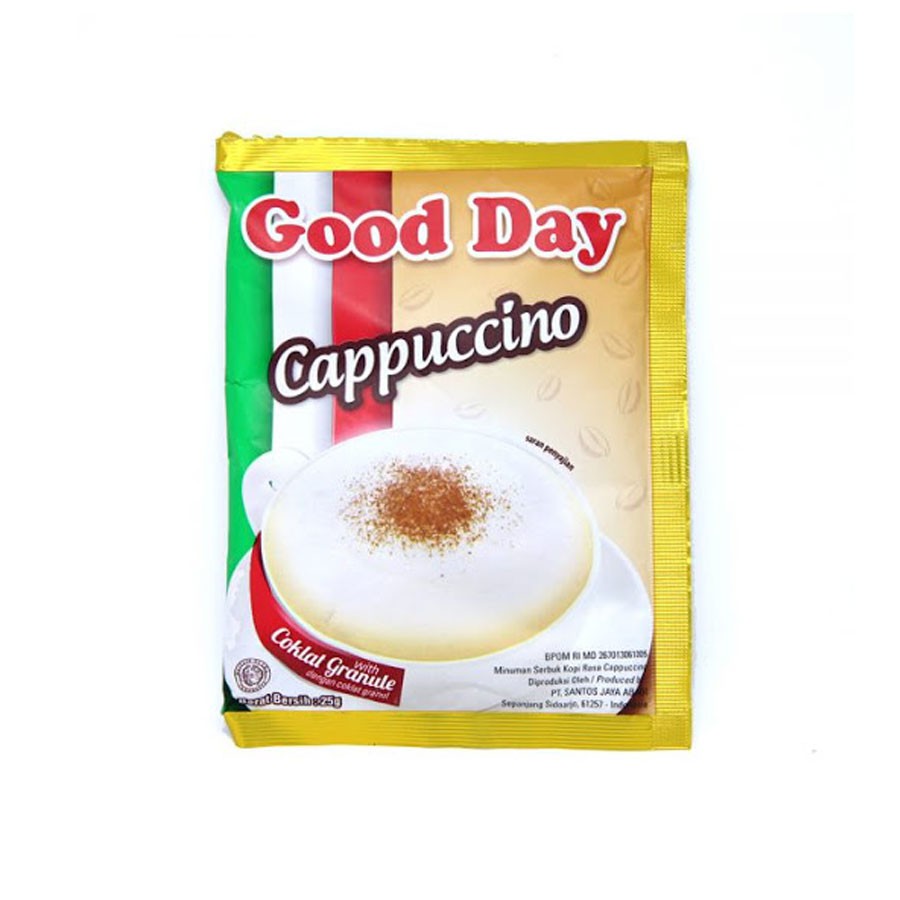 

Good Day Cappucino ( 1 renceng, isi 10 bks @ 25 gr )