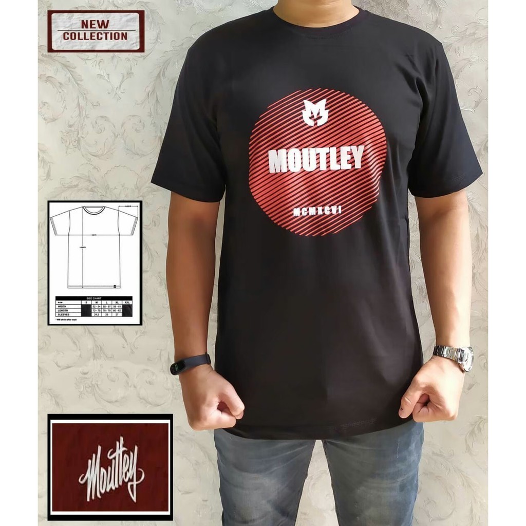 Kaos Moutley premium gaul kekinian T-shirt pria fashion baju murah distro bandung