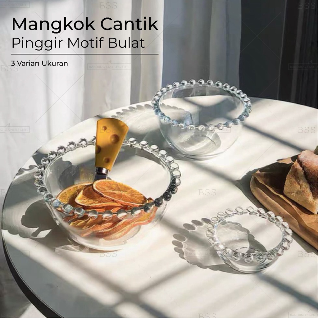 Mangkuk mangkok kaca vintage cantik unik Tempat Bumbu Saos salad Retro Gaya Nordic Glass Bowl