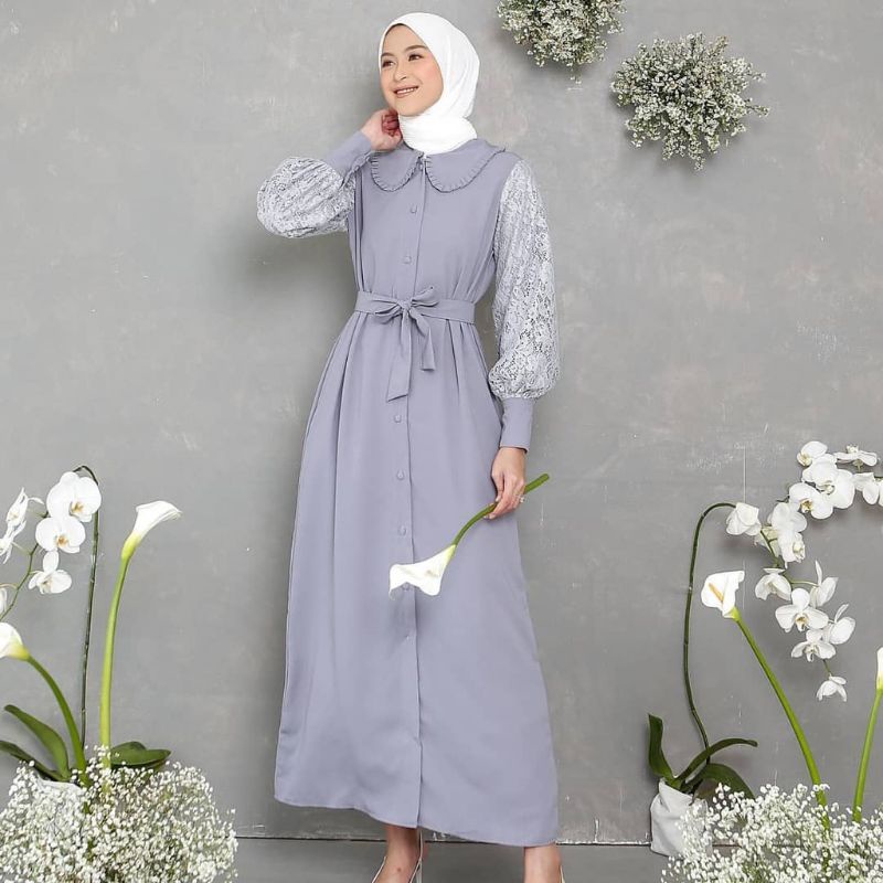 gamis lengan brukat dress // abi naya dress // abunaya dress // andini maxi dress // andin dress