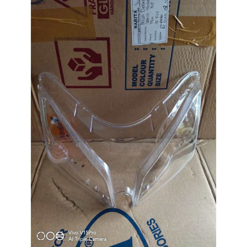 mika lampu depan Vario lama karbu kaca lampu depan Vario 110 lama karbu berkualitas