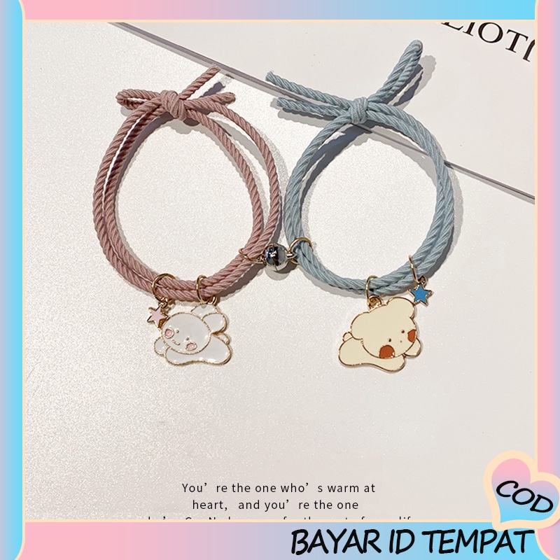 COD✨2Pcs/1Pasang Gelang Couple Magnet Wanita Tali Menenun Attract Persahabatan Tangan Wanita Bracelets Adjustable