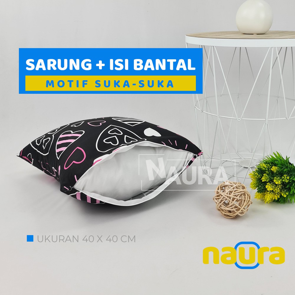 Paket Hemat Sarung Bantal Sofa + isi bantal 40 x 40 cm