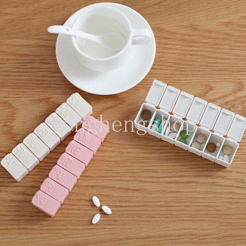 2pcs / set Kotak Organizer Obat Pil / Tablet Mingguan Untuk Travel