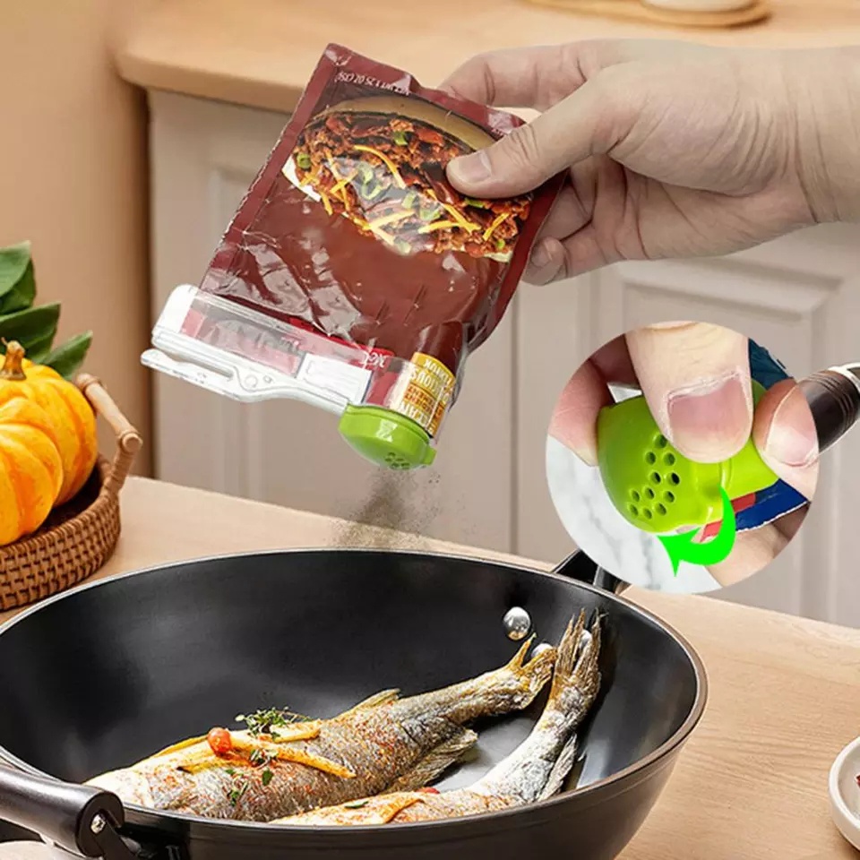 Set klip segel makanan isi 6 pcs model tempel dilengkapi dengan lobang bumbu