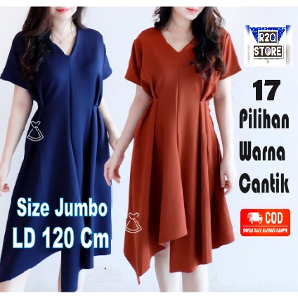 Jumbo Maesya Dress Dres Gaun Korea Wanita Midi Kondangan Baju Lengan Pendek Casual Pesta Katun Weddi