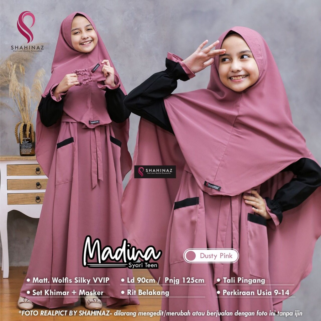 Madinah Syari Teen Set Syari Kids Wolfis Free Masker