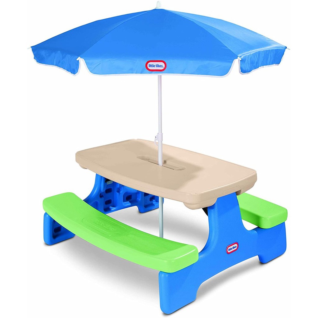 Little Tikes Easy Store Picnic Table With Umbrella Shopee Indonesia