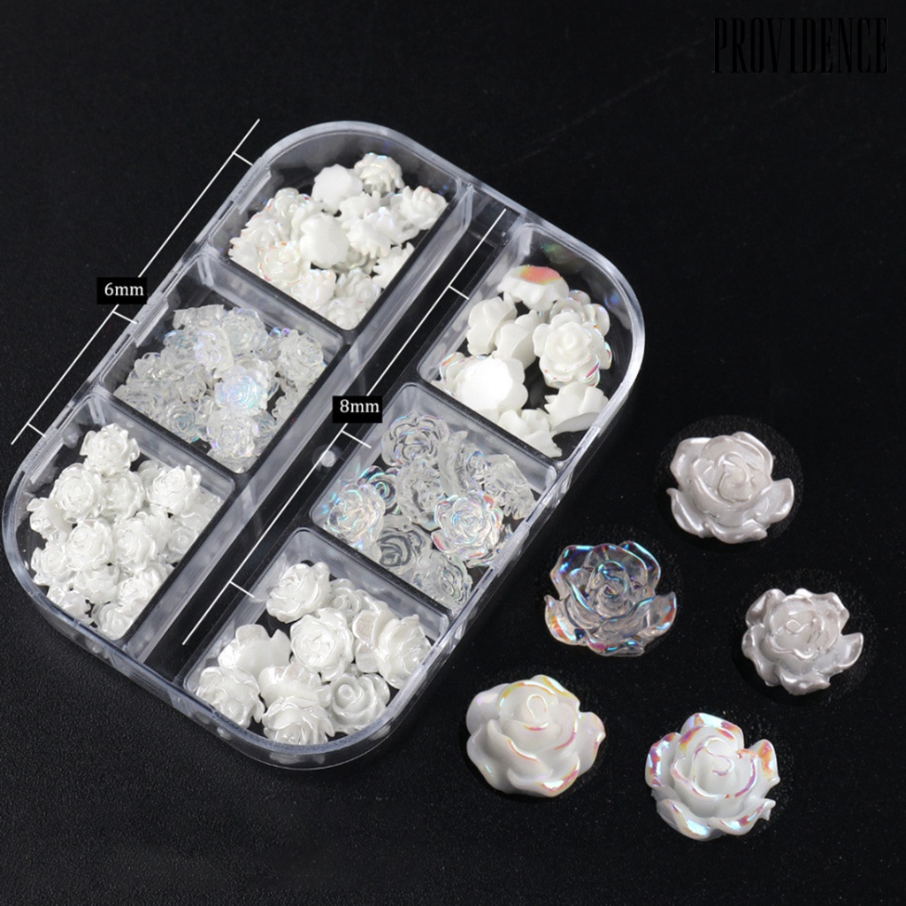 1 Kotak Ornamen Bunga Kamelia Putih Mini Bahan Resin Tidak Pudar Untuk Dekorasi Nail Art Wanita