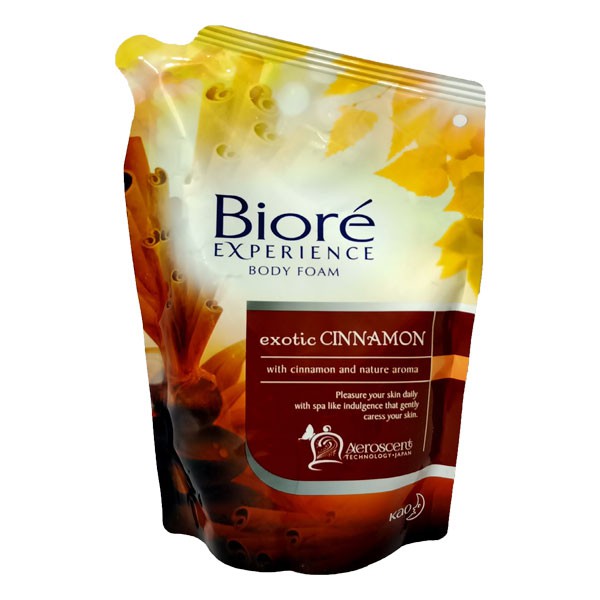 Biore Body Foam Experience Exotic Cinnamon Pouch 425Ml
