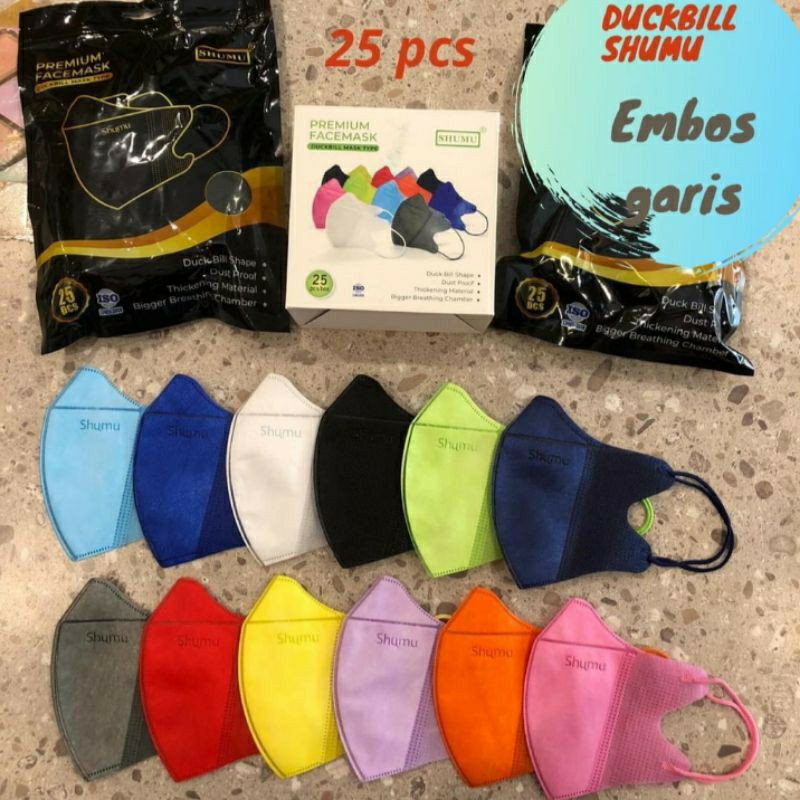 MASKER DUCKBILL SHUMU WARNA WARNI EMBOS 1PACK ISI 25pCS