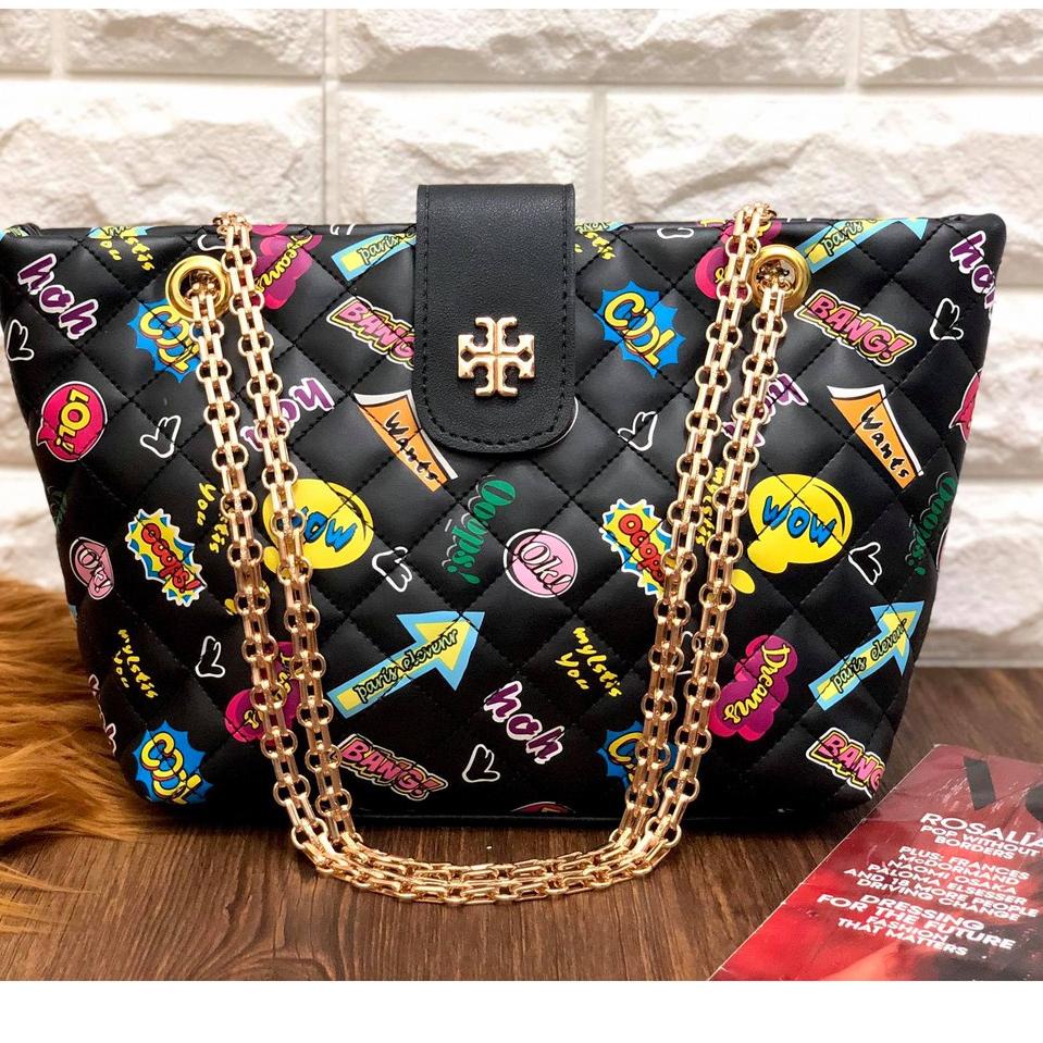 Tote bag slim torry motif tas want tote bags Tas Tote Gawang Kokoh Elegan AK6666 5B7