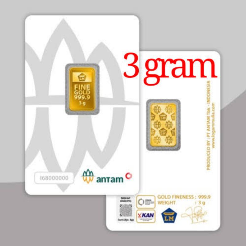ASLI Antam 3 gram Logam Mulia Emas Murni 24 Karat Certicard Certieye
