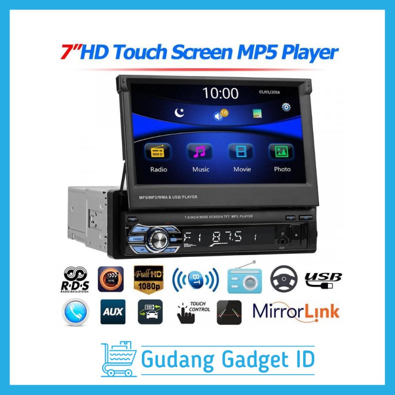 Tape Audio Mobil Bluetooth MP5 MP3 USB FM Radio 7 Inch LCD Monitor - SMW9601 - Black - 6Q4AWAEN
