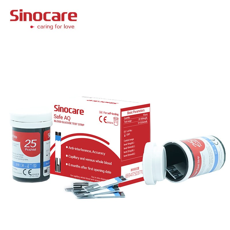 Sinocare Safe AQ Smart Strip Uji Gula Darah (50 Strip)