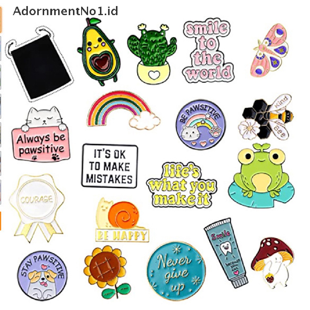 (AdornmentNo1) Bros Pin Enamel Bentuk Jamur / Tanaman / Buah / Hewan Kartun Untuk Aksesoris Pakaian (ID)