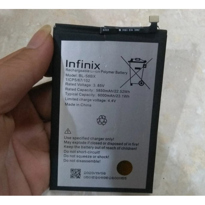 baterai battery batere infinix hot 9play  BL-58BX BL58BX hot 9play ,hot 10play ,hot 11play ,hot 10s ,Smart 4 Plus Smart 4+