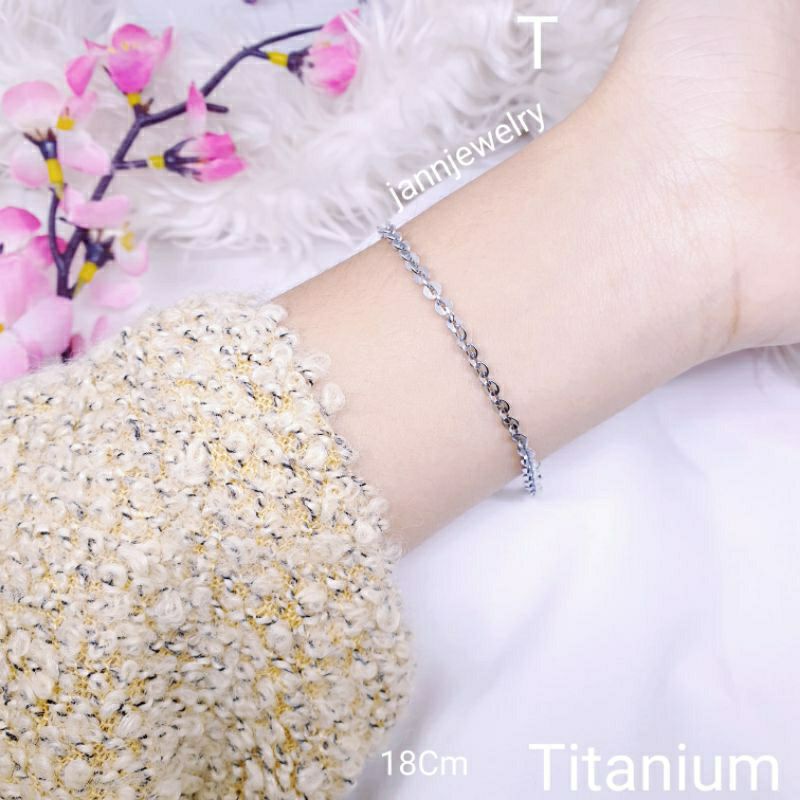 gelang nori titanium anti karat&amp;alergi silver18Cm ☆K-1☆