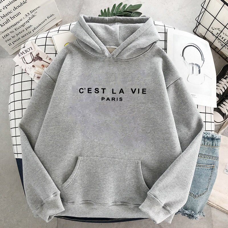 IvannaCollection Hoodie Wanita Cest La Vie Switer Hodie Wanita Jaket Hoodie Pasangan Couple Tebal