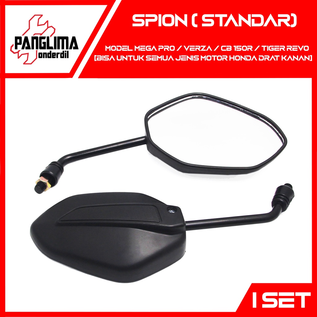 Spion Standar Semua Jenis Motor Honda Drat Kanan Model Mega Pro-Verza-CB 150R-Tiger Revo Sepion-Kaca-Mirror Beat Lama-FI-eSP-eSP/Supra/Revo /Scoopy/Spacy/Blade/Grand