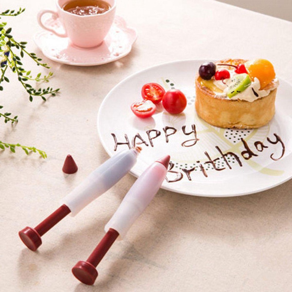 [Elegan] Cake Icing Pen Cookie Coklat Reusable Dapur Silikon Baking Piping Nozel