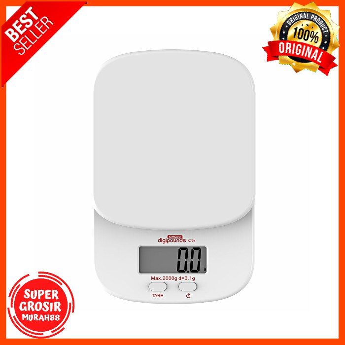 Timbangan Digital Dapur Mini Taffware Digipounds Scale Max 2000g Putih