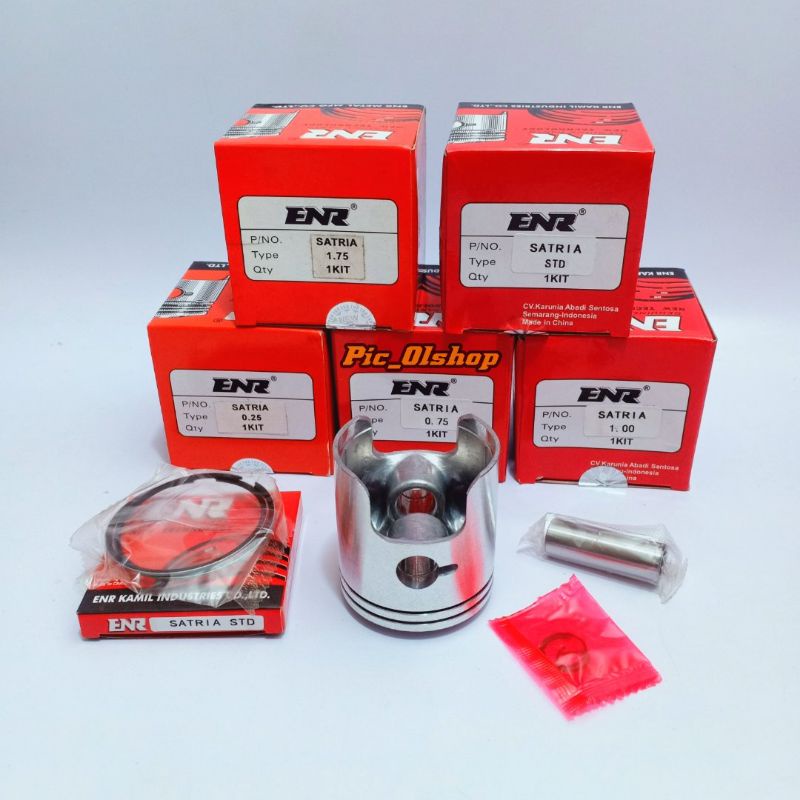 Piston Kit Set Suzuki SATRIA 2TAK HIU / LUMBA  Os : STD - 0.25 - 0.75 - 0.50 - 1.00 - 1.25 - 1.50 - 1.75  Original ENR-1