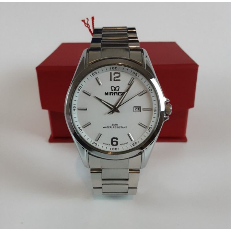 jam tangan pria;MIRAGE M8710BRP-Lsilver~ORIGINAL WATER RESISTANT~TGL~STAINLEES