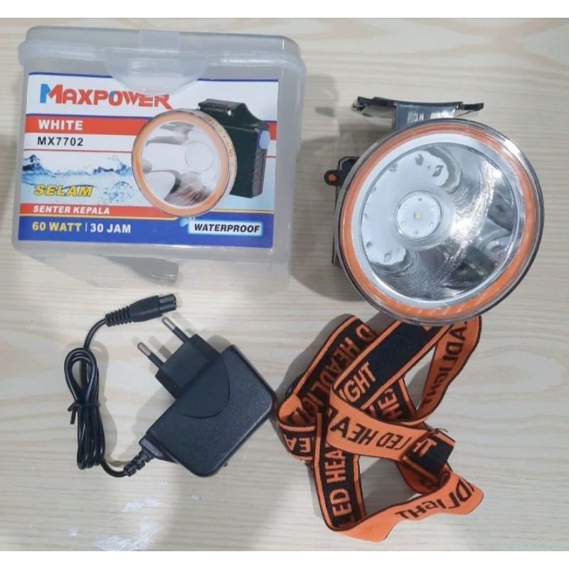 SENTER KEPALA MAXPOWER WHITE WATERPROOF MX7702/60WATT