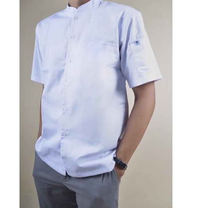 Terbaik.. Copenhagen Chef Jacket Short Sleeves / Aksara Chef Jacket / Baju Chef / Baju Koki