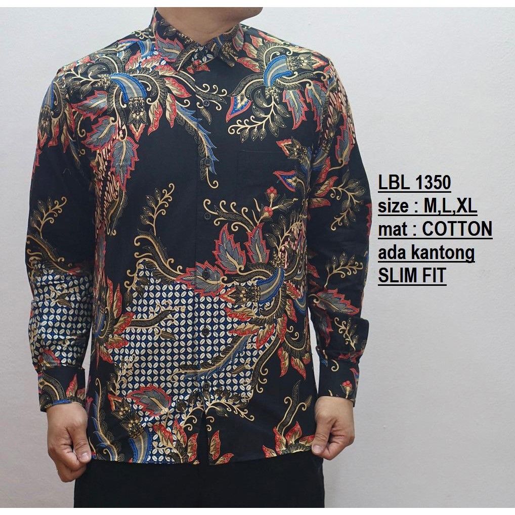 KEMEJA PRIA BATIK LENGAN PANJANG HEM BAHAN KATUN HALUS 40S LBL 1371 MEWAH PREMIUM BAJU ELEGANT SIZE M L XL SKU MS PENDEK JAKARTA PLATINUM