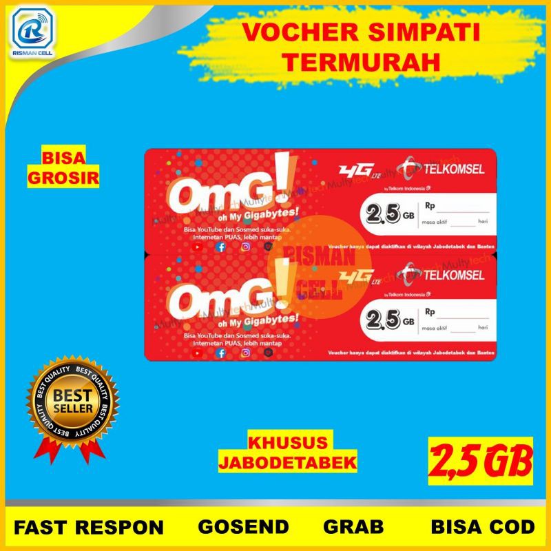 Voucher Vocer Data Internet Kuota Simpati Telkomsel Omg 24jam 2,5Gb Murah Cod Grosir