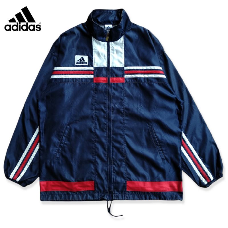 JAKET WINDBREAKER ADIDAS VINTAGE SECOND ORIGINAL COLOR BLOCK PARASUT CASUAL BEKAS PRELOVED THRIFT JA