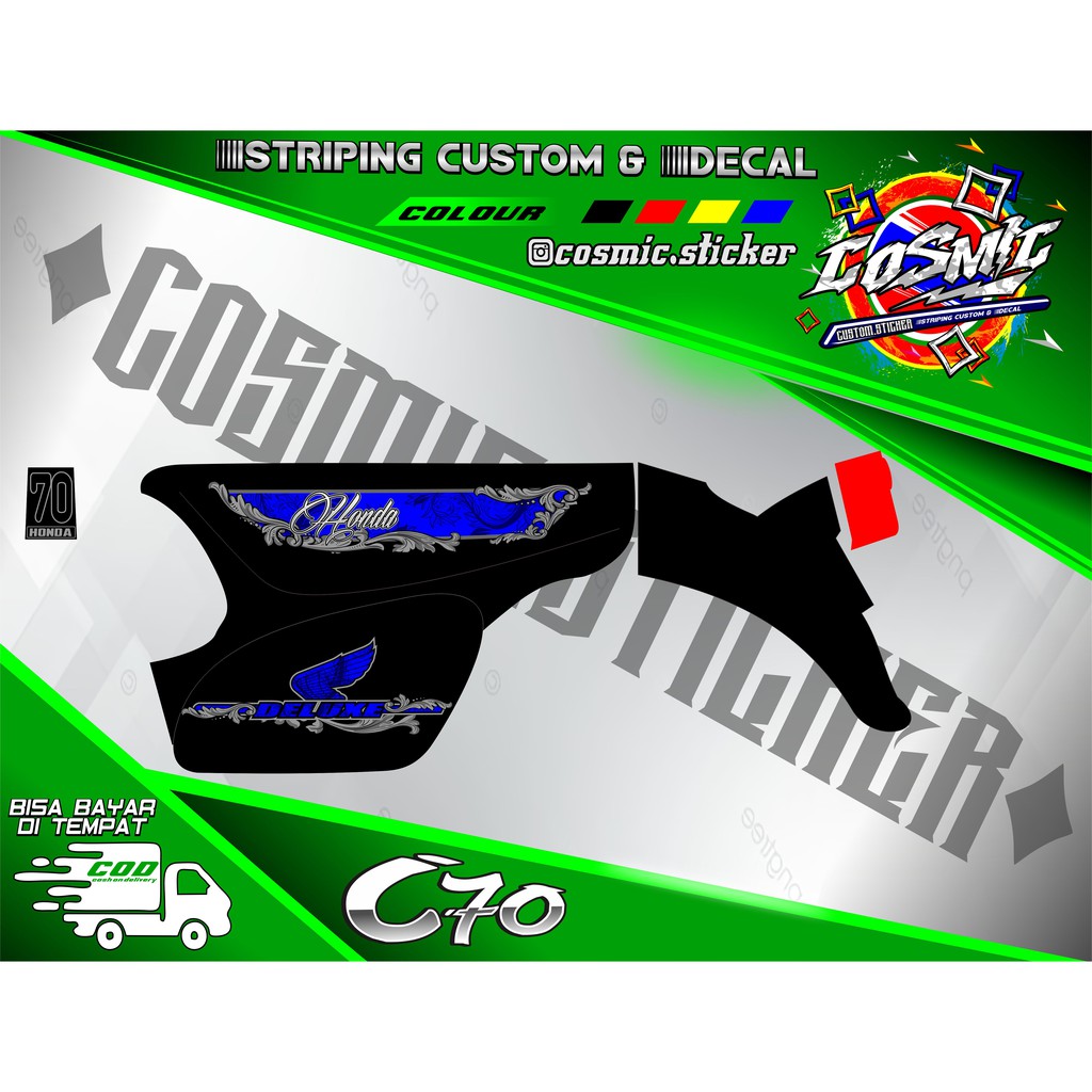 STICKER VARIASI STRIPING DECAL MOTOR C70 ORI CUSTOM SILVER 38
