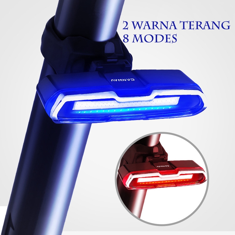  Lampu  Belakang Sepeda  LED 8 Modes Dengan USB 3  warna  