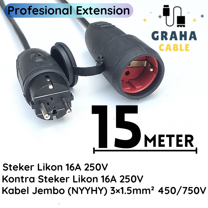 Sambungan Kabel Listrik (Profesional Extension) 15 Meter