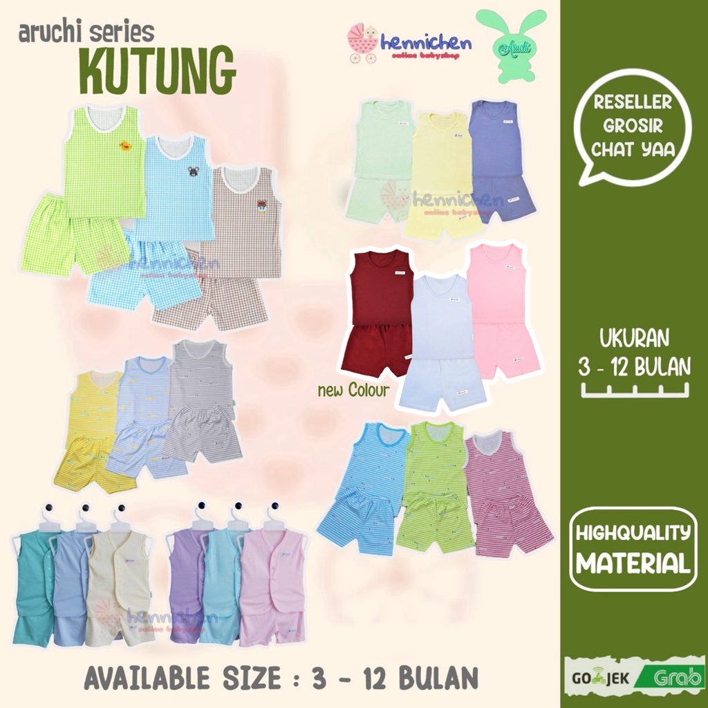 ARUCHI SETELAN POLOS / SALUR KUTUNG BOY / GIRL S M L ( 3-12 Bulan )