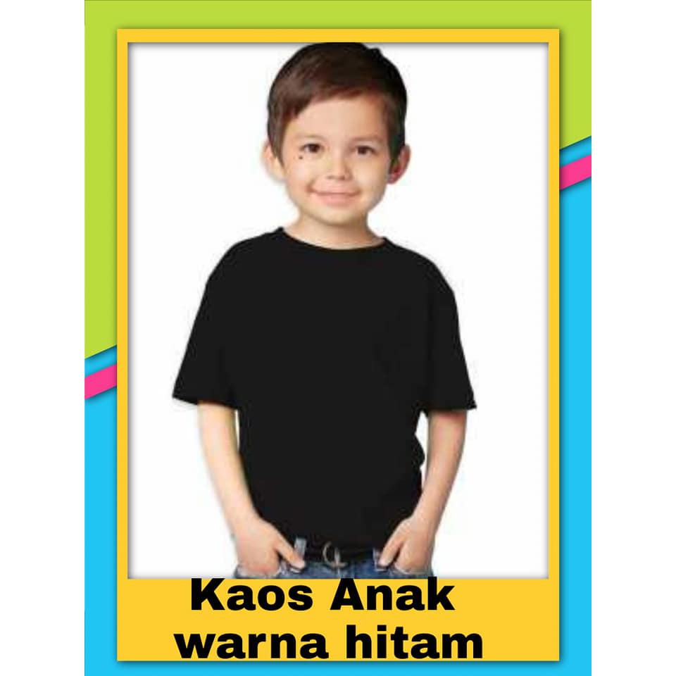 Kaos polos anak HITAM lengan pendek / baju Polos Anak Remaja / winstar polos / KAOS POLOS ANAK